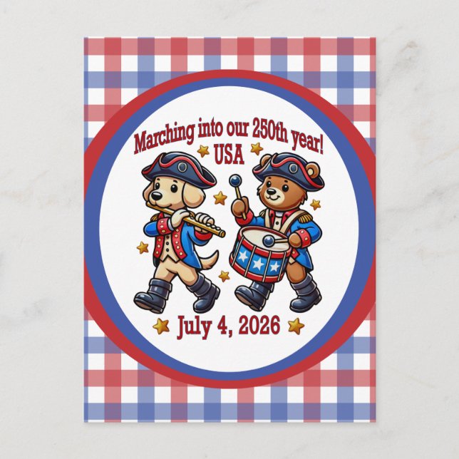 250-årsjubileum i den fjärde juli i USA Vykort (Framsida)