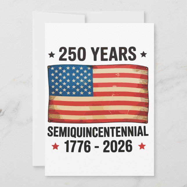 250-årsjubileum Patriotisk 4:e Juli Semiquince Tack Kort (Framsida)