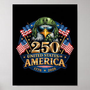 250-årsjubileum Usa 1776 2026 Patriotisk Örn 4:e Poster