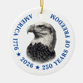 250-årsjubileum USA 2026 Vit Huvad Örn Julgransprydnad Keramik