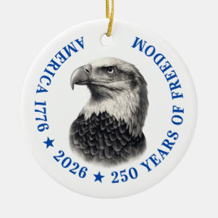 250-årsjubileum USA 2026 Vit Huvad Örn Julgransprydnad Keramik