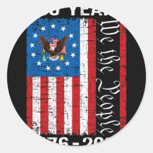 250-årsjubileum Usa 250 år Amerika Patriotisk 4 Runt Klistermärke