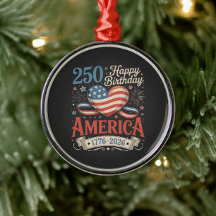 250-årsjubileum USA 250 år Julgransprydnad Metall