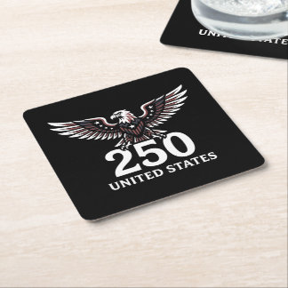 250-årsjubileum USA Eagle Patriotisk Amerikan Underlägg Papper Kvadrat