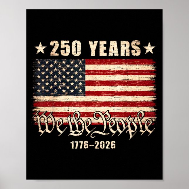 250-årsjubileum USA Flagga 1776 2026 4 juli 250 Poster (Framsidan)