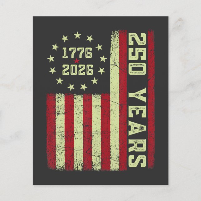 250-årsjubileum Usa Flagga Flygblad (Framsidan)