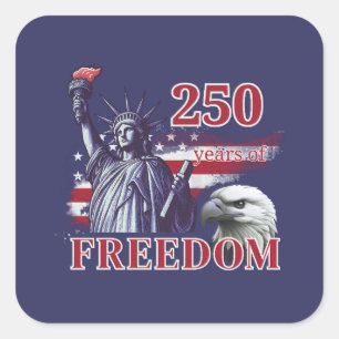 250-årsjubileum USA Flagga Liberty Eagle Frihet Fyrkantigt Klistermärke