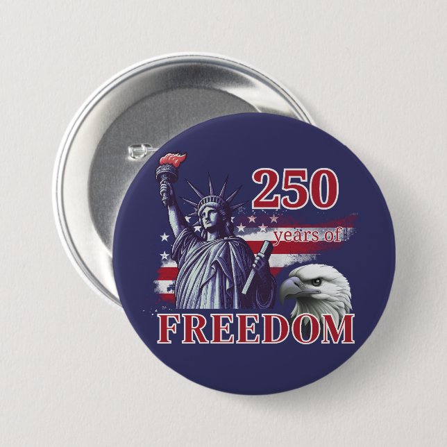 250-årsjubileum USA Flagga Liberty Eagle Frihet Knapp (Framsida & baksida)