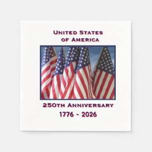 250-årsjubileum USA Patriotic Flaggor Papper Pappersservett