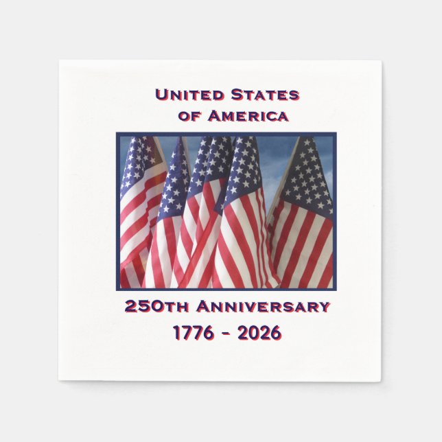 250-årsjubileum USA Patriotic Flaggor Papper Pappersservett (Framsidan)