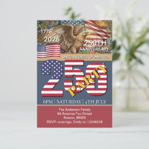 250-årsjubileum USA, Patriotisk, Amerikansk flagga Inbjudningar