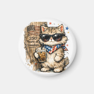 250-årsjubileum USA Patriotisk Katt Iced Coffee Magnet