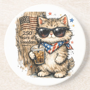 250-årsjubileum USA Patriotisk Katt Iced Coffee Underlägg