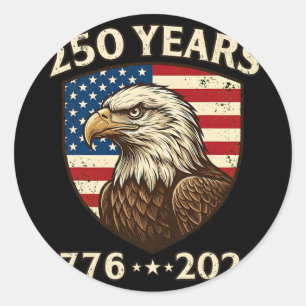 250-årsjubileum Usa Patriotisk Örn 250:e 4:e Juli Runt Klistermärke