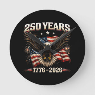 250-årsjubileum USA Patriotisk Örn 250:e Självstän Rund Klocka