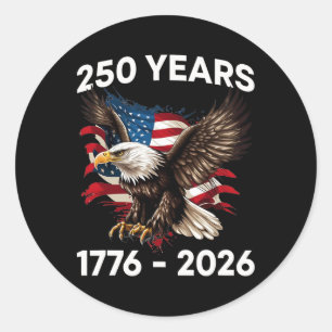 250-årsjubileum Usa Patriotisk Örn 250:e Självstän Runt Klistermärke