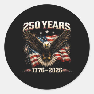 250-årsjubileum USA Patriotisk Örn 250:e Självstän Runt Klistermärke