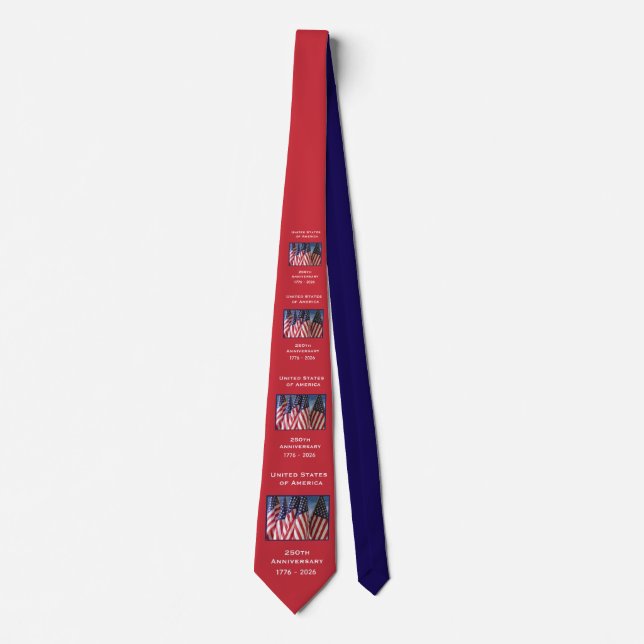 250-årsjubileum USA Patriotisk Röd och Mörkblå Slips (Framsida)