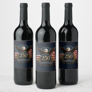 250-årsjubileum USA Patriotisk souvenir Vinflaska Etikett