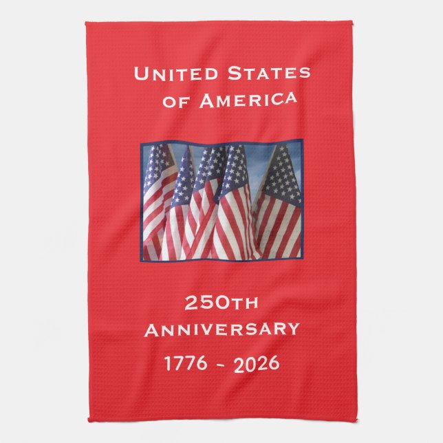 250-årsjubileum USA Patriotiska Amerikanska flaggo Kökshandduk (Vertikal)