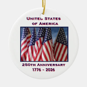 250-årsjubileum USA Patriotiska flaggor Julgransprydnad Keramik
