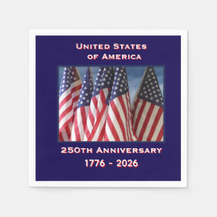 250-årsjubileum USA Patriotiska flaggor papper Pappersservett