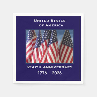 250-årsjubileum USA Patriotiska flaggor papper Pappersservett