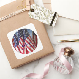 250-årsjubileum USA Patriotiska flaggor Premium Fyrkantigt Klistermärke