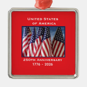 250-årsjubileum USA Patriotiska flaggor Premium Julgransprydnad Metall