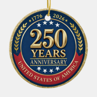250-årsjubileum USA Patriotiskt | 1776–2026 Julgransprydnad Keramik