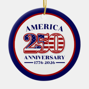 250-årsjubileum USA Patriotiskt   1776–2026 Julgransprydnad Keramik