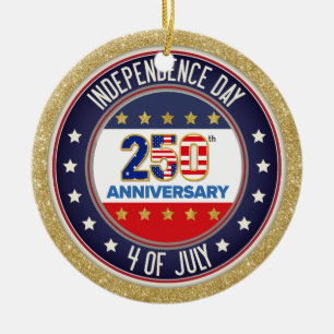 250-årsjubileum USA Patriotiskt   1776–2026 Julgransprydnad Keramik