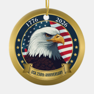 250-årsjubileum USA Patriotiskt 1776–2026 Julgransprydnad Keramik