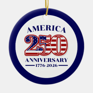 250-årsjubileum USA Patriotiskt 1776–2026 Julgransprydnad Keramik