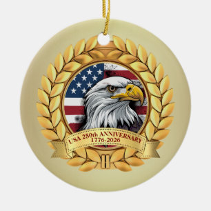 250-årsjubileum USA Patriotiskt   1776–2026 Julgransprydnad Keramik