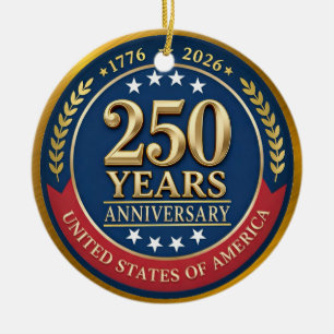 250-årsjubileum USA Patriotiskt   1776–2026 Julgransprydnad Keramik
