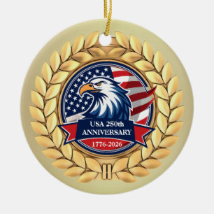 250-årsjubileum USA Patriotiskt   1776–2026 Julgransprydnad Keramik