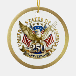 250-årsjubileum USA Patriotiskt 1776–2026 Julgransprydnad Keramik