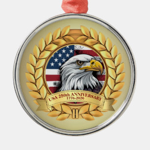 250-årsjubileum USA Patriotiskt   1776–2026 Julgransprydnad Metall