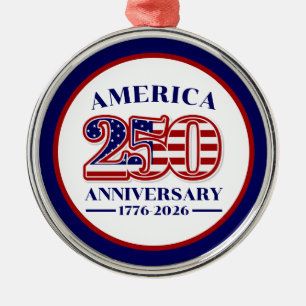 250-årsjubileum USA Patriotiskt 1776–2026 Julgransprydnad Metall