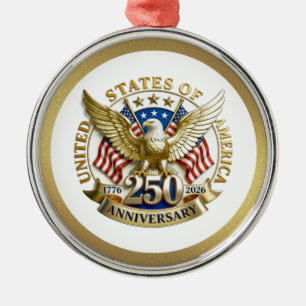250-årsjubileum USA Patriotiskt 1776–2026 Julgransprydnad Metall