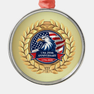 250-årsjubileum USA Patriotiskt 1776–2026 Julgransprydnad Metall