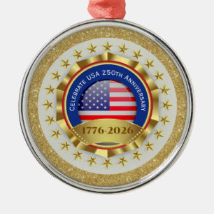 250-årsjubileum USA Patriotiskt 1776–2026 Julgransprydnad Metall