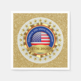 250-årsjubileum USA Patriotiskt 1776–2026 Pappersservett