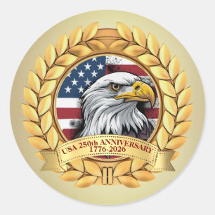 250-årsjubileum USA Patriotiskt   1776–2026 Runt Klistermärke