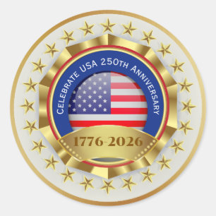 250-årsjubileum USA Patriotiskt   1776–2026 Runt Klistermärke