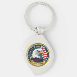 250-årsjubileum USA Patriotiskt | 1776–2026 Swirl Silverfärgad Nyckelring