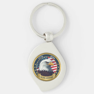 250-årsjubileum USA Patriotiskt 1776–2026 Swirl Silverfärgad Nyckelring