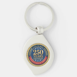 250-årsjubileum USA Patriotiskt 1776–2026 Swirl Silverfärgad Nyckelring