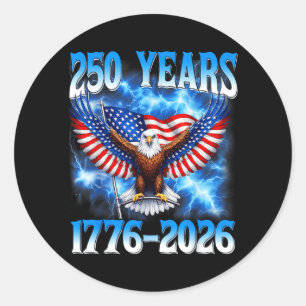 250-årsjubileum USA Patriotiskt 250 år 4 juli Runt Klistermärke